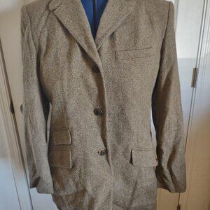 Lauren Ralph Lauren Blazer Womens 14 Tan Brown Lambswool Suit Jacket